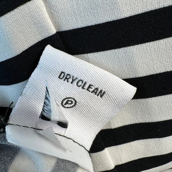 Calvin Klein Tank Top Womens M Black Ivory Striped Pintuck Neck Keyhole Back - Picture 9 of 9